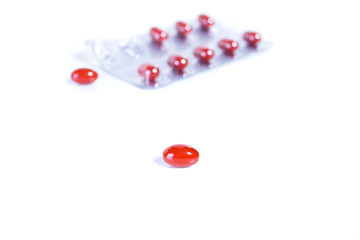 red pills - isolated on white background