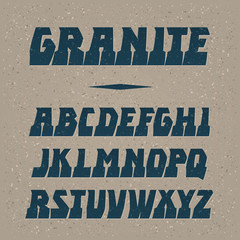 Granite vector font. Strong alphabet lettering. Latin letters.