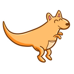 Funny and cute smiling kangaroo - vector.
