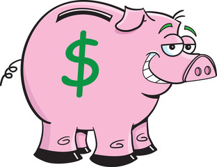 Cartoon illustration of a piggy bank.