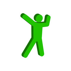 Dance symbol. Flat Isometric Icon or Logo. 3D Style Pictogram for Web Design, UI, Mobile App, Infographic.