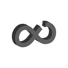 Cut Infinity symbol. Flat Isometric Icon or Logo. 3D Style Pictogram for Web Design, UI, Mobile App, Infographic.