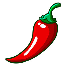 Cute red chili in cartoon style - vector.