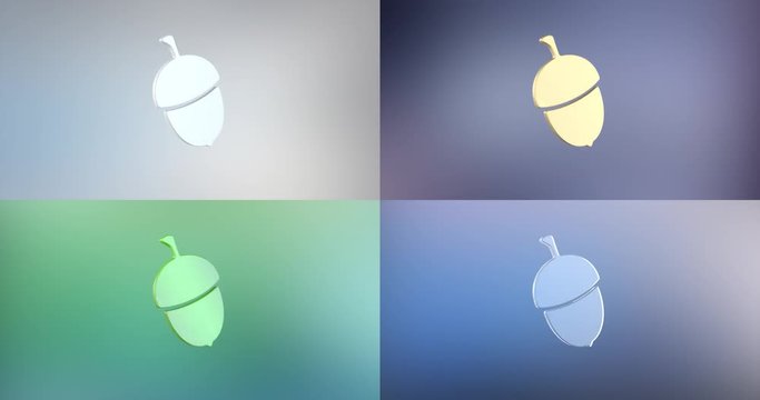 Animated Acorn Nut 3d Icon Loop Modules for edit with alpha matte
