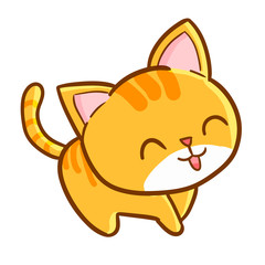 Funny and cute smiling orange cat - vector.