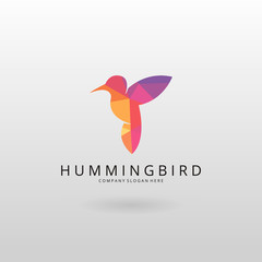 Hummingbird logo. Polygonal hummingbird logotype