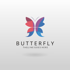 Butterfly logo. Multicolored butterfly logotype 