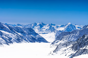Beautiful Snow Alps Mountain, view from Jungfraujoch station, Switzerland.