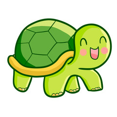 Funny and cute happy turtle walking - vector.