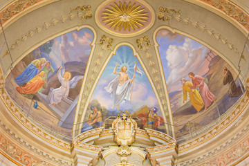 TURIN, ITALY - MARCH 13, 2017: The fresco of Resurrected Jesus in main apse of Church Chiesa di...