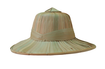 Isolated white / Hat palm leaves : Weave hat