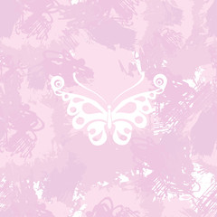 Fototapeta na wymiar Butterflies silhouette on a abstract watercolor spot background. Splash texture background. Handcrafted texture