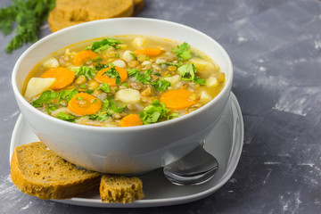  Vegetarian spicy lentil soup. 