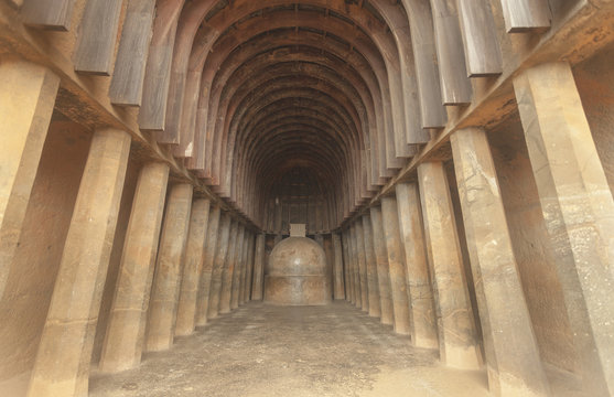Buddhist cave monastery in Bhaja, Chaitya hall, Maharastra