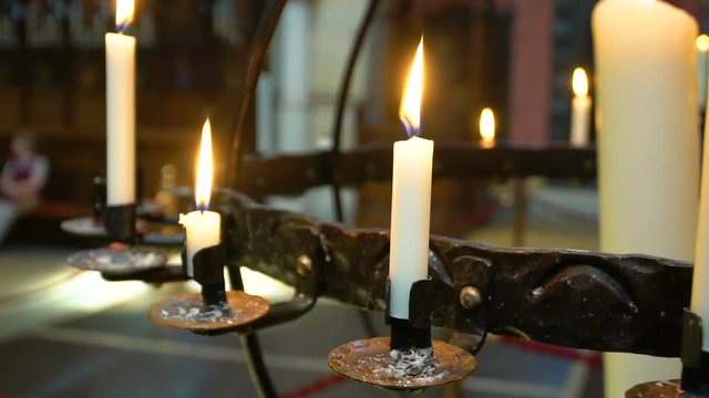 Candles flaming in candlestick