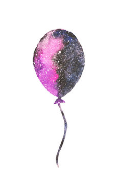 Watercolor balloon in beautiful colors of space