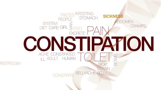 Constipation animated word cloud, text design animation. Kinetic typography.
