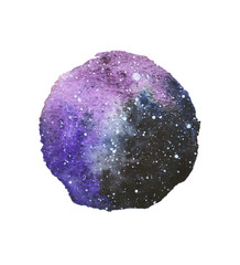 Watercolor round with space inside. Abstract planet on white background