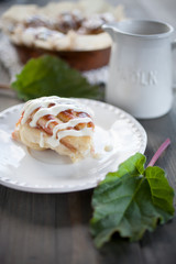 Sweet bun with rhubarb
