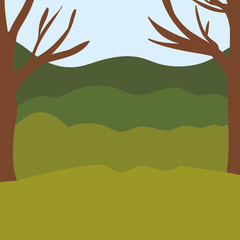 colorful background with trees and mountains landscape vector illustration