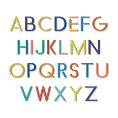 Colorful funny font. Vector english alphabet.