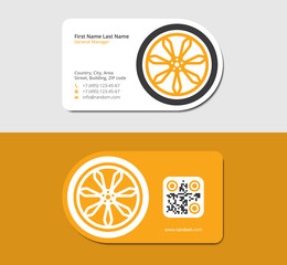 yellow business card for the automotive service station