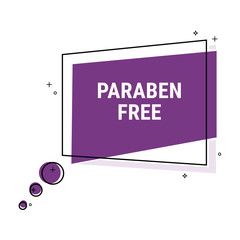 Paraben free. Flat geometric vector bubble. Transparent banner.
