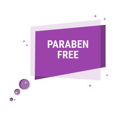 Paraben free. Flat geometric vector bubble. Transparent banner.