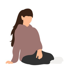 Vector, isolated girl sitting, flat style