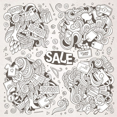 Vector cartoon set of Sale doodles designs