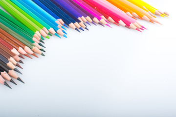 Colour pencils isolated on white background close up