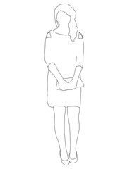 Fototapeta premium contours girl with bag, sketches, sketch