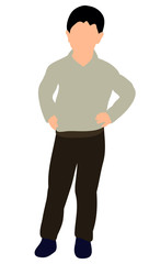 Vector, isolated boy, flat style, silhouette
