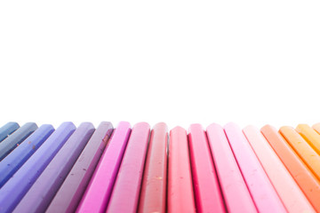 Colour pencils isolated on white background close up