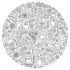 Vector set of Massage salon doodle objects