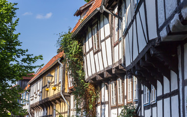 Row of half-timbered houses in the center of Detmold