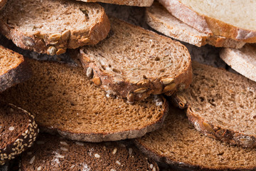Bakery concept. Plenty of sliced bread background