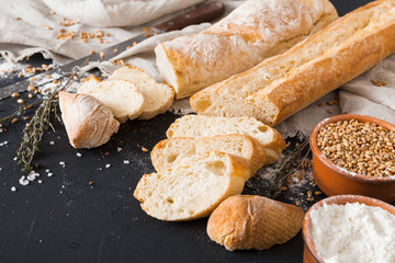 Bakery concept. Plenty of sliced bread background