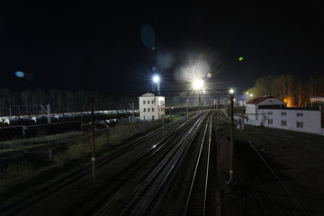 Railway and light lanterns in a summer