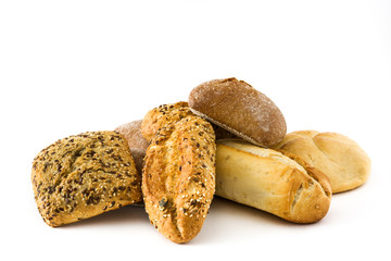 Mixed bread isolated on white background
