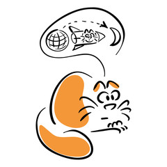 Cat dreams of flying to the moon