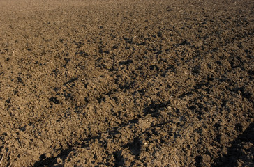 Plowed field closeup