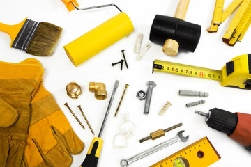 Tools on white background
