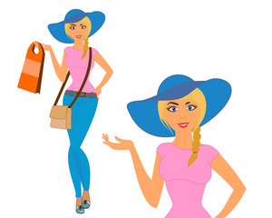 Девушка в шляпе. Шопинг. 