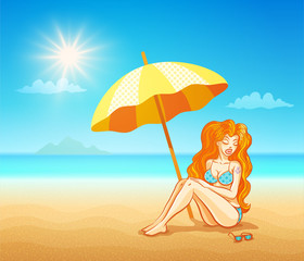 Obraz na płótnie Canvas Girl on the tropical beach.