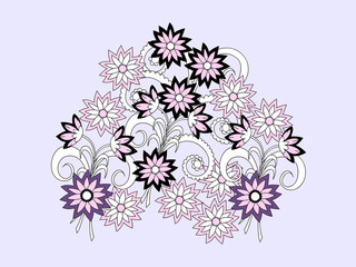 colorful doodle composition of the flowers