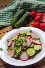 Spring salad with radishes and cucumber