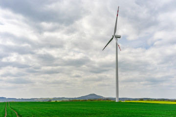 wind turbine on green meadow
