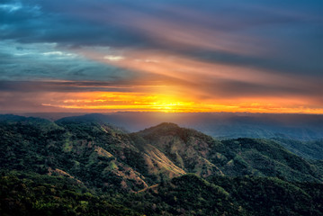 Dramatic Sunrise Twilight Sky on Mountain Landscape View in Summer