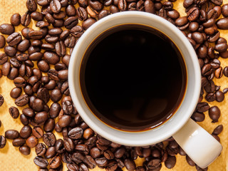top view of espresso coffee cup